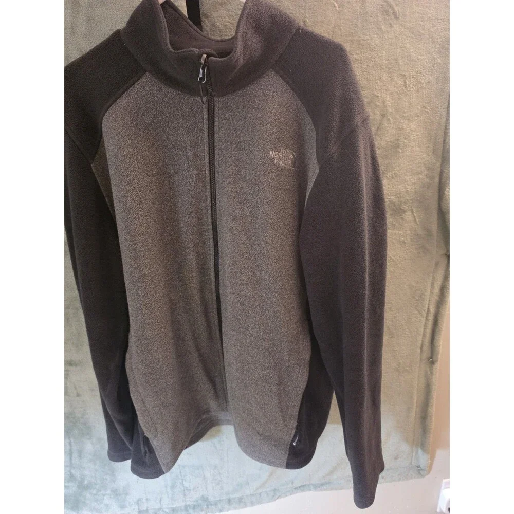 The North Face FlashDry Fleece Jacket Men's XL Tall Gray Black Full Zip Outdoor